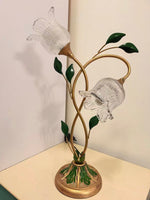 Lampioo Dimmable Glass Floral Desk Lamp with Dual Lights