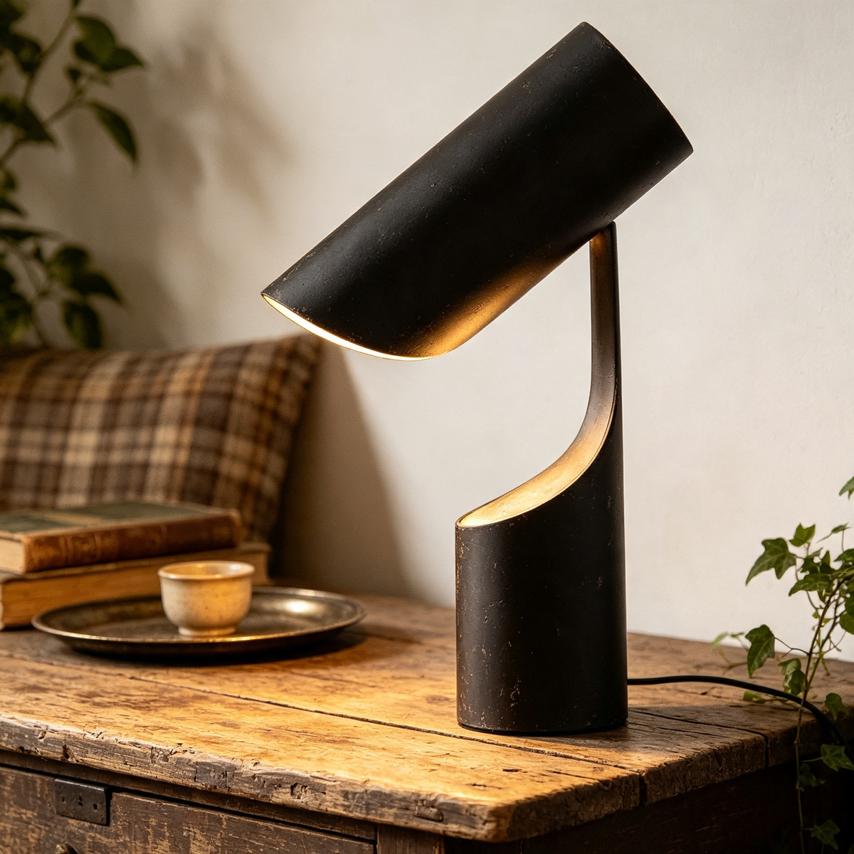 Lampioo Nordic Black LED Desk Lamp with Adjustable Cylinder