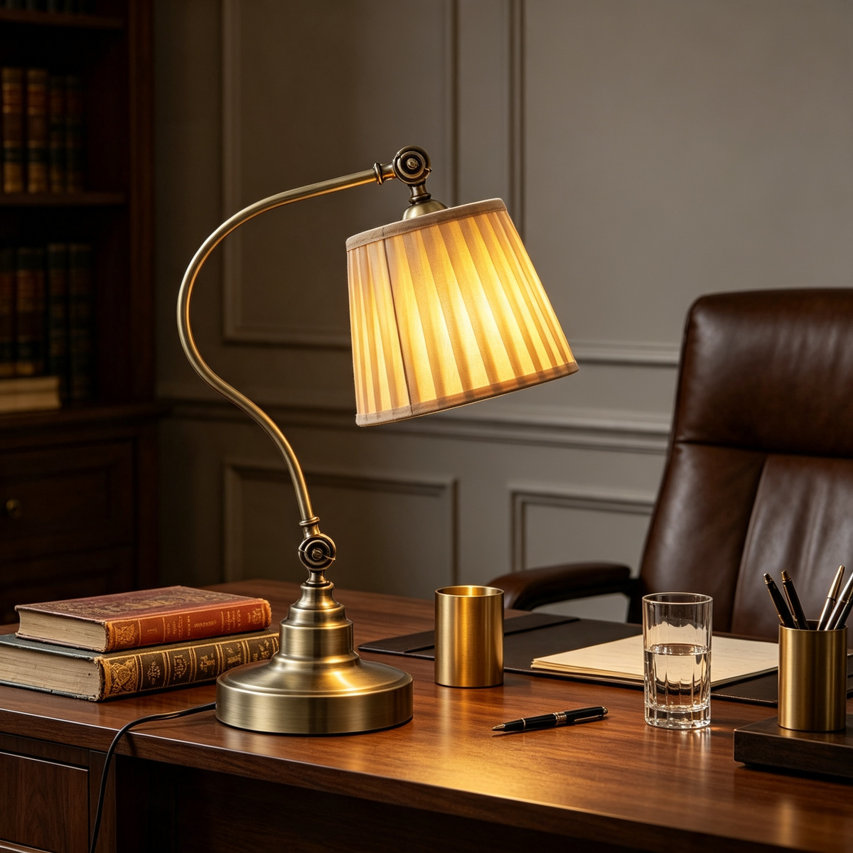 Lampioo Industrial Empire-Style Metal Desk Lamp with Curved Arm