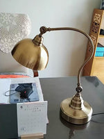Lampioo 20" Antique Metallic LED Desk Lamp with Adjustable Gooseneck