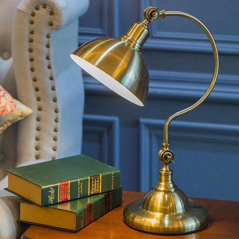 Lampioo 20" Antique Metallic LED Desk Lamp with Adjustable Gooseneck