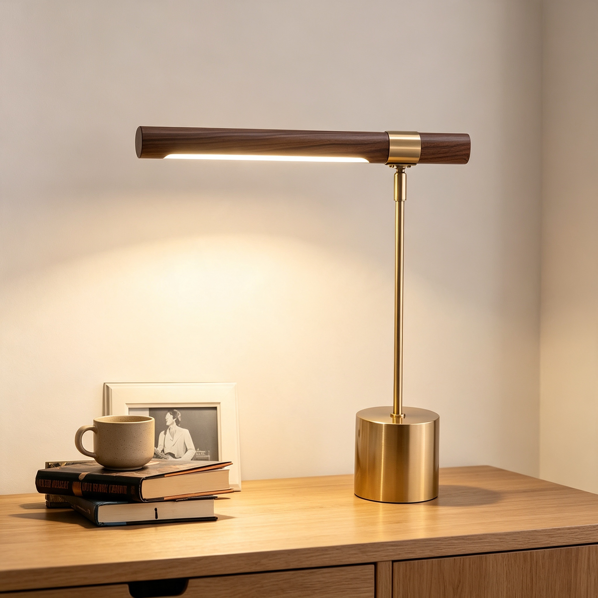 Lampioo Minimalist Wood LED Desk Lamp with USB Port