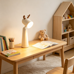 Lampioo Antlers USB Rechargeable White Desk Lamp with Night Light