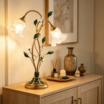 Lampioo Dimmable Glass Floral Desk Lamp with Dual Lights
