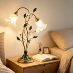 Lampioo Dimmable Glass Floral Desk Lamp with Dual Lights