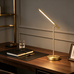 Lampioo Copper Brass LED Desk Lamp with Adjustable Angle