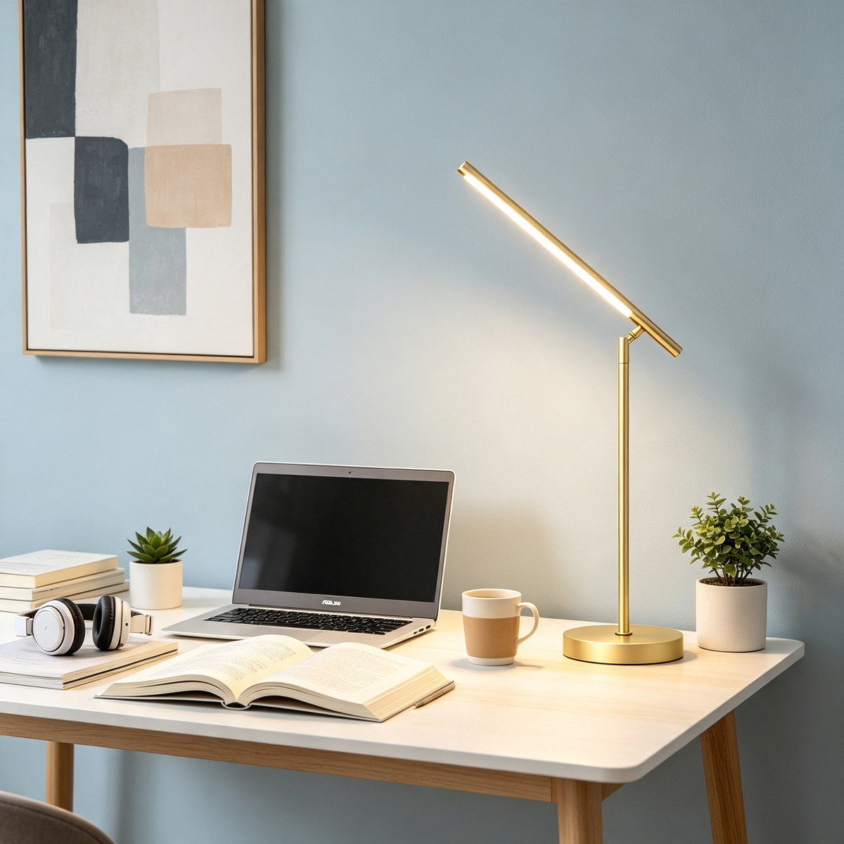 Lampioo Copper Brass LED Desk Lamp with Adjustable Angle