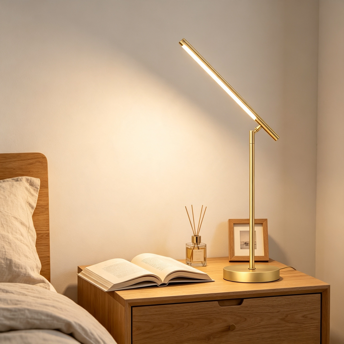 Lampioo Copper Brass LED Desk Lamp with Adjustable Angle
