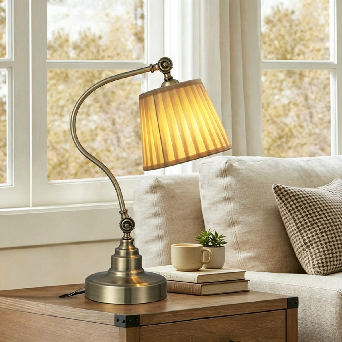 Lampioo Industrial Empire-Style Metal Desk Lamp with Curved Arm