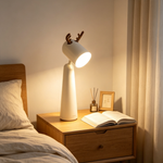 Lampioo Antlers USB Rechargeable White Desk Lamp with Night Light